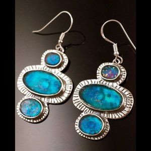 3-Cabochon Roman Glass Earrings